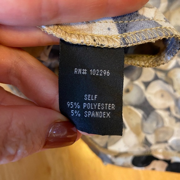 Connected Apparel Cap Sleeve Mock Wrap Dress Tan dots - Picture 4 of 16